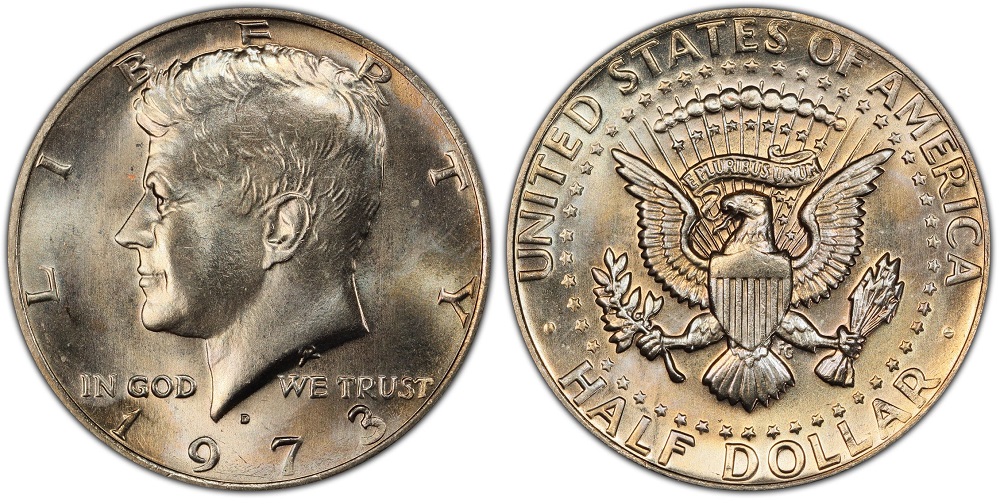 1973 Kennedy Half Dollar obverse showing JFK portrait and reverse showing Presidential Eagle design